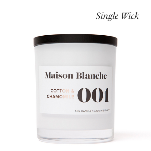 001 Cotton & Chamomile / Large Candle / Single Wick